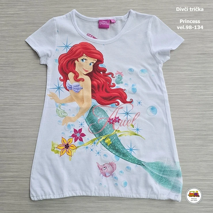 Tričko-tunika dívčí Princess GTJM52048 Ariel na bílé vel.110