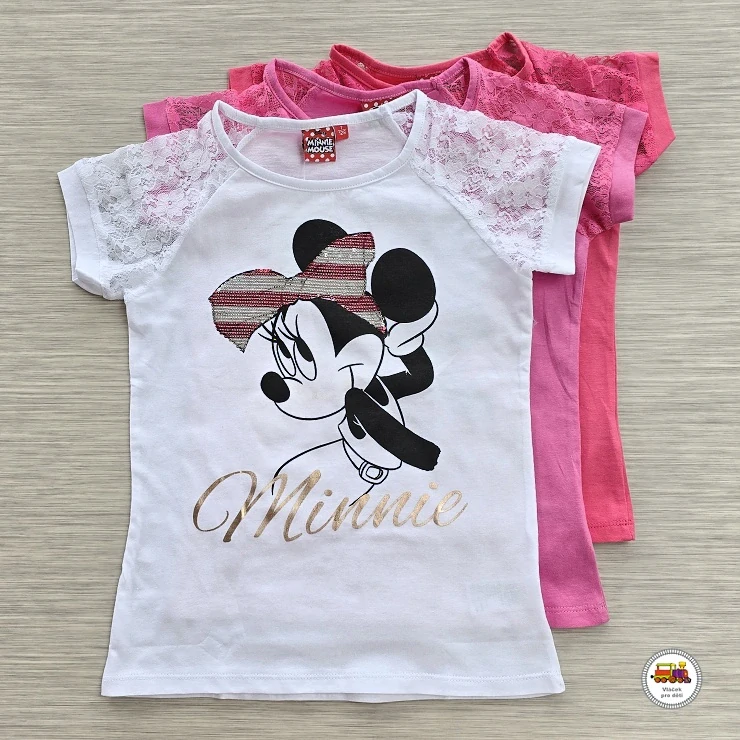 NOVINKA-Tričko dívčí Minnie Mouse na vel. 98-104, 110, 116, 122, 128, 134