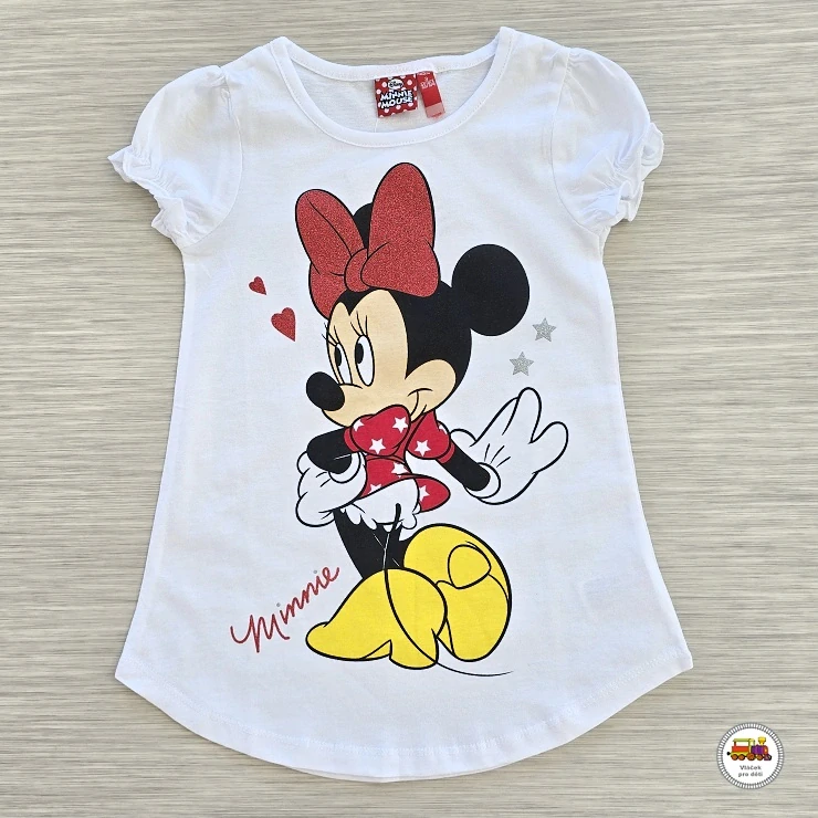 Tričko dívčí GVJM52046 Minnie Mouse na bílé vel.128
