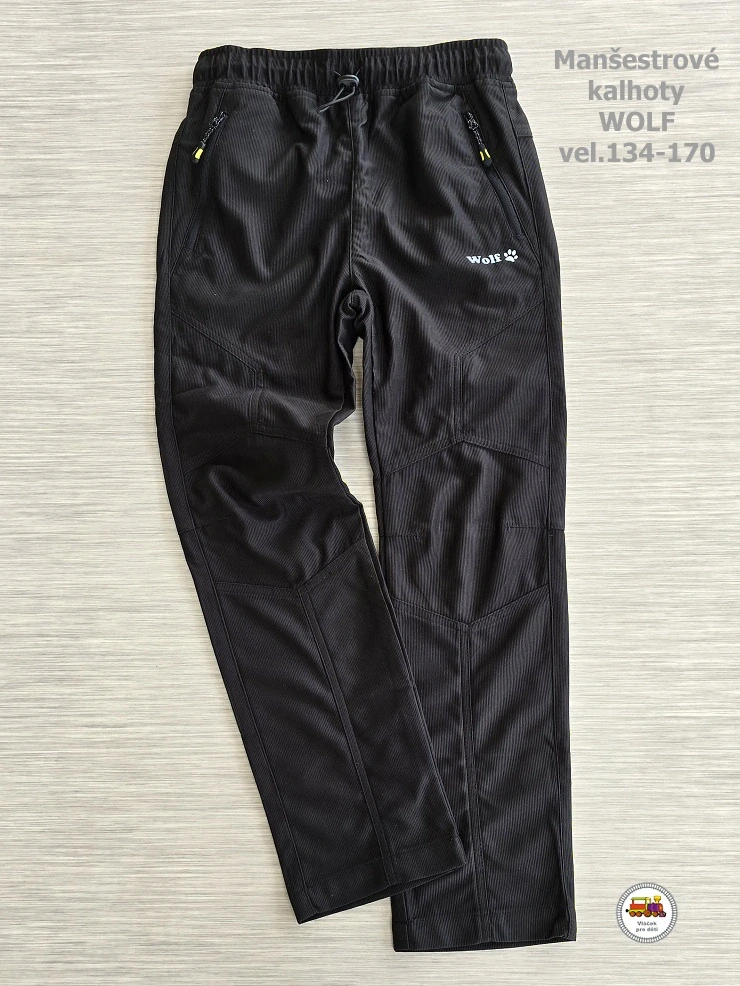 Kalhoty sportovní (manšestrové) Wolf T2551 černé vel.170