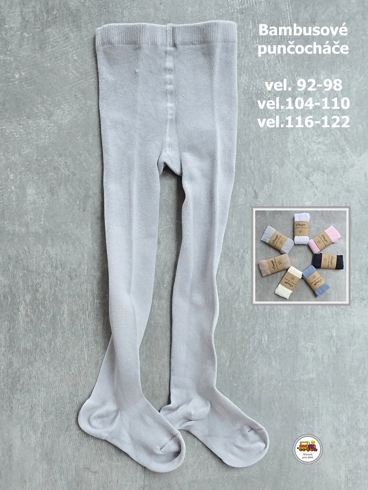 Punčocháče bambusové šedé vel.116-122