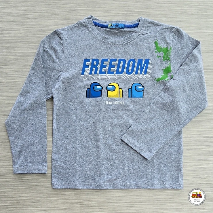 Bavlněné tričko Kugo HC0645 FREEDOM šedé vel.158