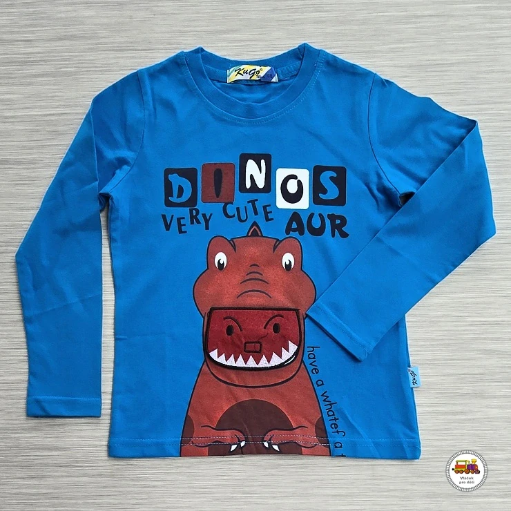 Bavlněné tričko Kugo M0232 DINOS modré vel. 98