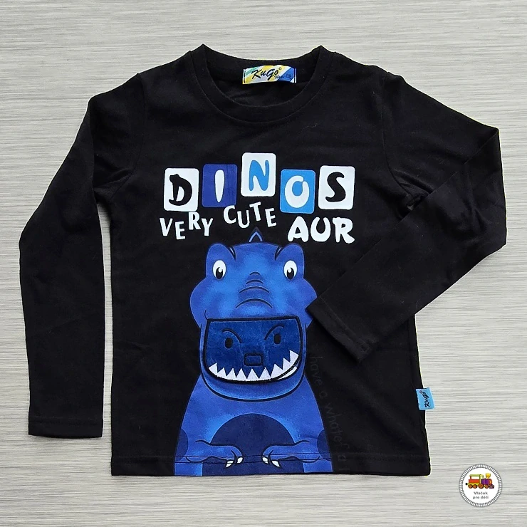 Bavlněné tričko Kugo M0232 DINOS černé vel.110