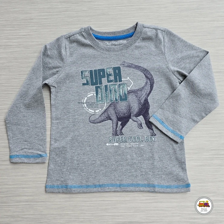 Bavlněné tričko Wolf S2631 SUPER DINO šedé vel.110