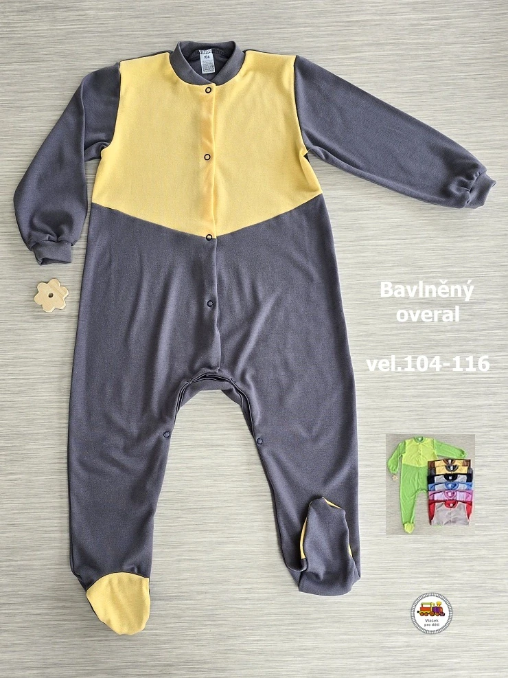 Kojenecký/dětský overal bavlněný /705/ šedožlutý vel.110
