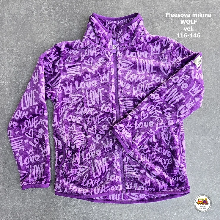 Dívčí mikina fleesová Wolf B2549 fialová vel.134