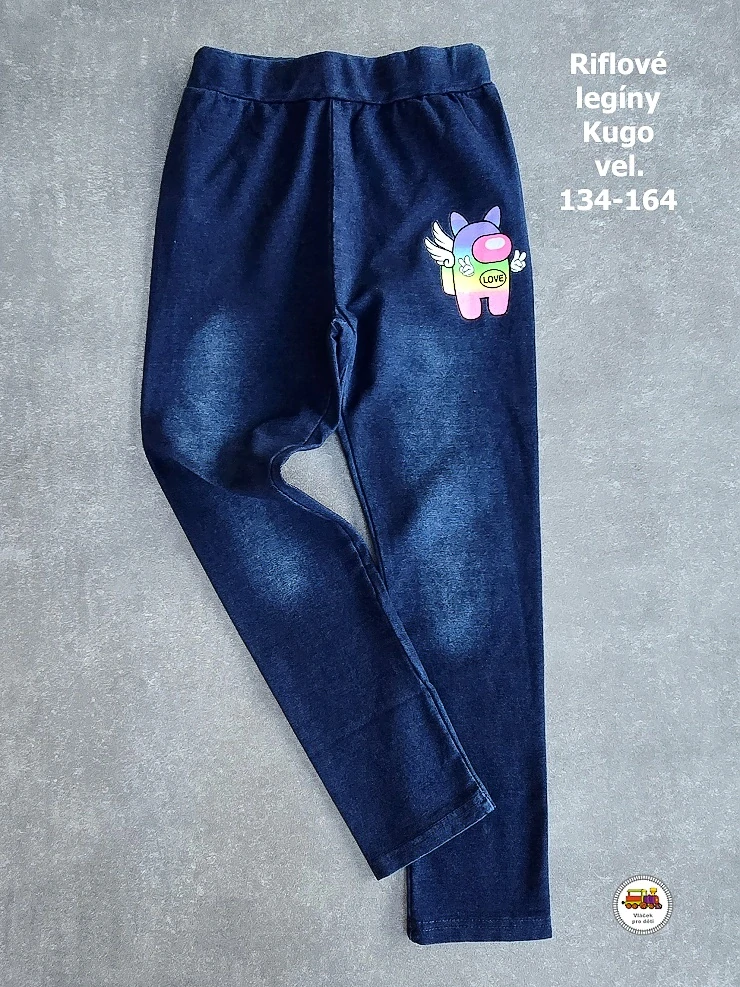 Legíny riflové s elastanem Kugo KK9954 modré vel.134