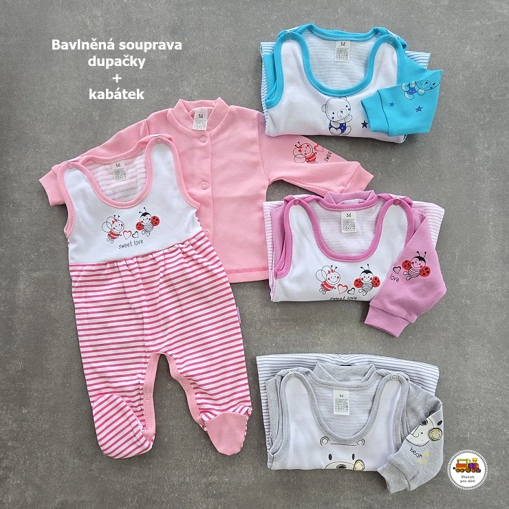 Kojenecká souprava bavlněná Grafix /627/ Berušky na růžové vel. 56