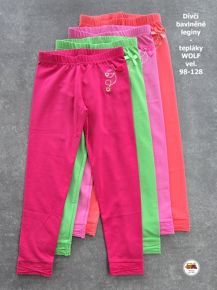 Legíny-tepláky bavlněné s elastanem Wolf H2349B zelené vel.122