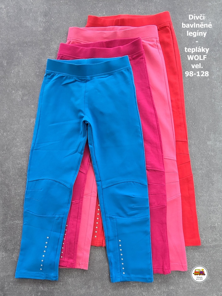 Legíny-tepláky bavlněné s elastanem Wolf T2473 červené vel.128