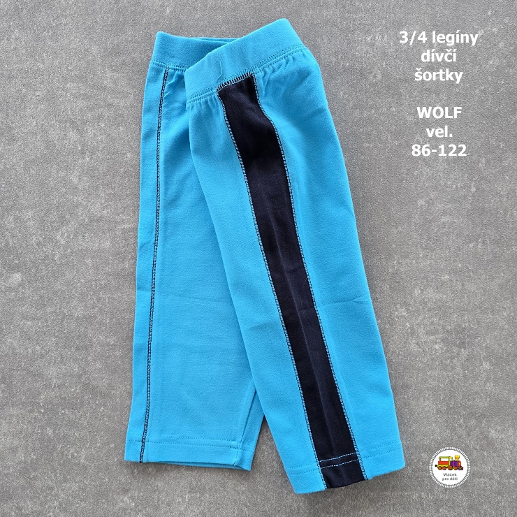 Šortky dívčí bavlněné 3/4 Wolf H2944 tyrkysové vel.116