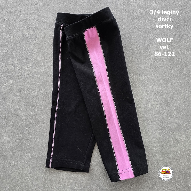 Šortky dívčí bavlněné 3/4 Wolf H2944 černé vel. 92