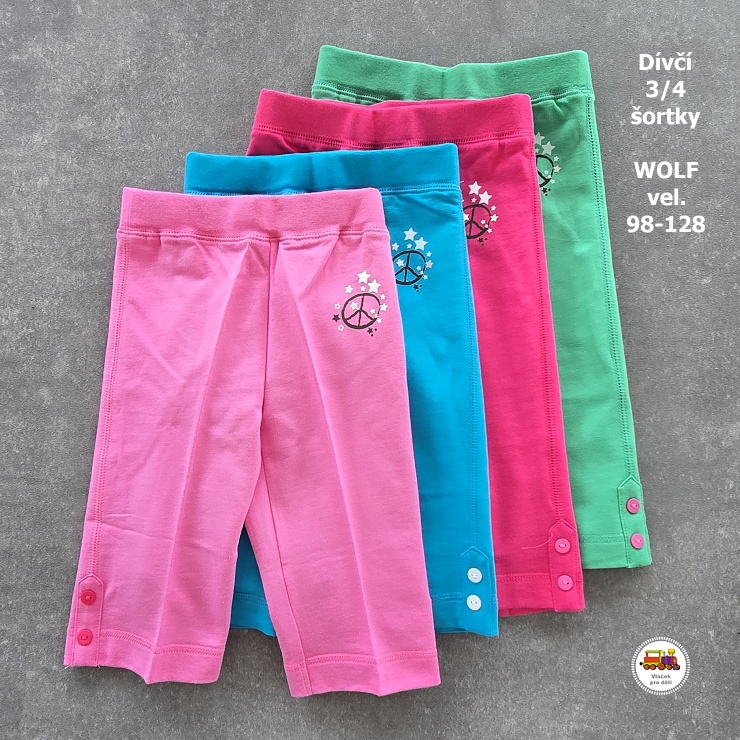 NOVINKA-MIX -Šortky dívčí bavlněné Wolf vel. 98-158
