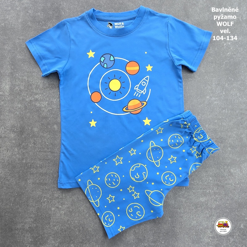 NOVINKA-Chlapecké pyžamo letní Wolf S2661 modré vel.104, 110, 116, 122, 128, 134
