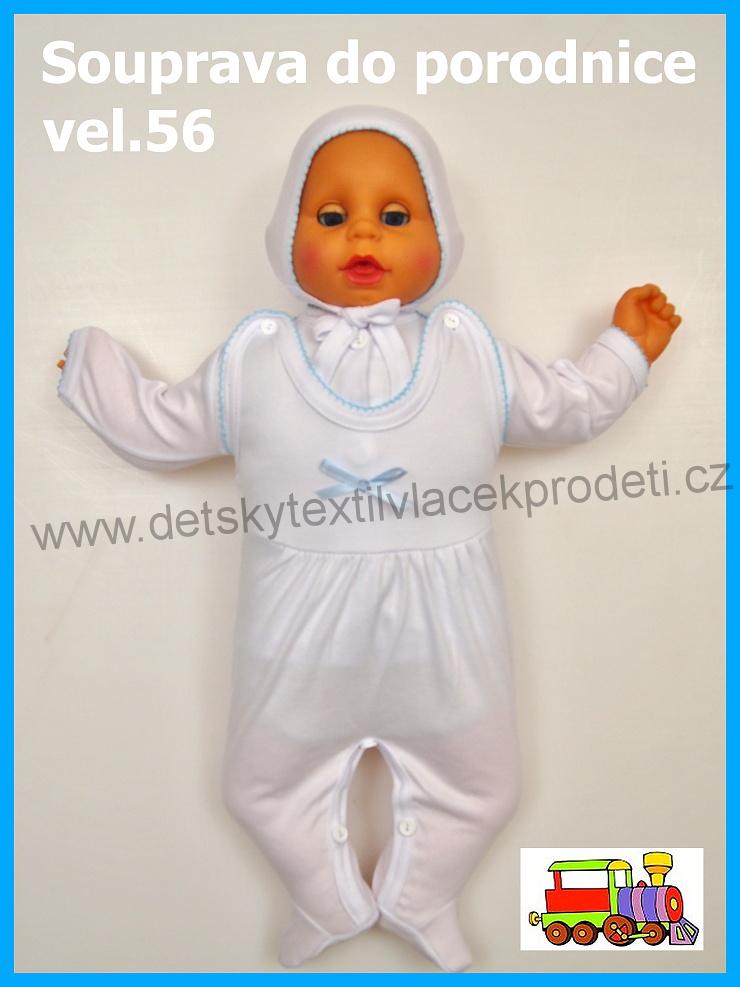Kojenecká bavlněná souprava do porodnice bílomodrá vel.56