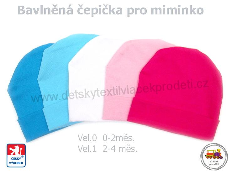 Kojenecká bavlněná čepice Šmoula světle růžová vel.0