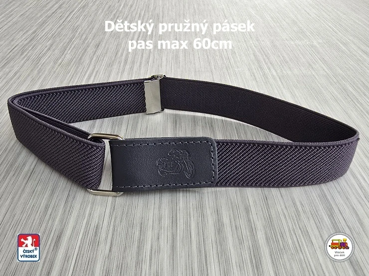 Dětský pásek chlapecký č.9 pružný tmavě šedý s motorkou