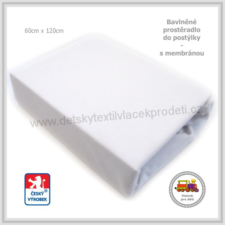 Bavlněné prostěradlo s membránou do postýlky Dekoratex /M11/barva světl. modrá 60x120cm