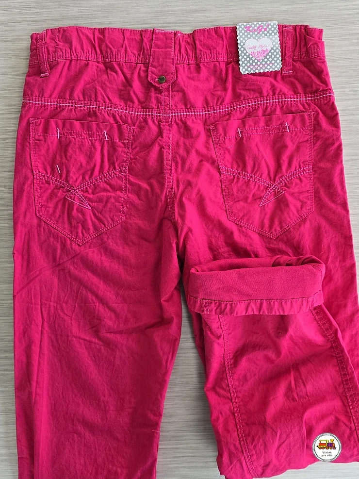 Kalhoty dívčí plátěné s bavlněnou podšívkou JK-026 Kugo tmavě růžové vel.164