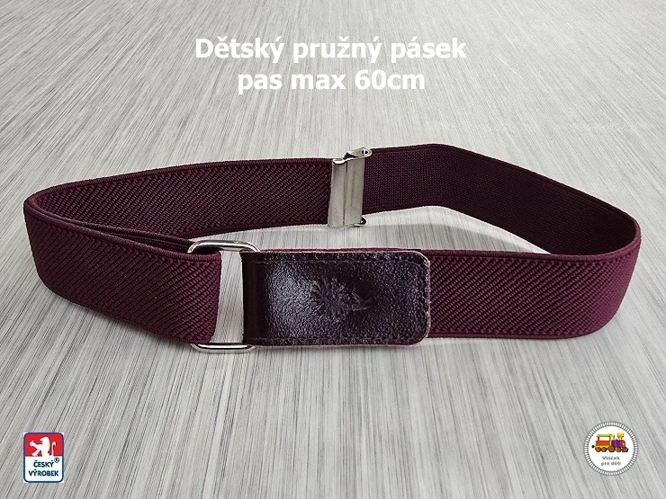 Dětský pásek č.6 pružný vínový/bordó s kytičkou