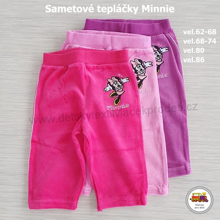 Dívčí tepláčky sametové Minnie JPVR1592 světle růžové vel. 86