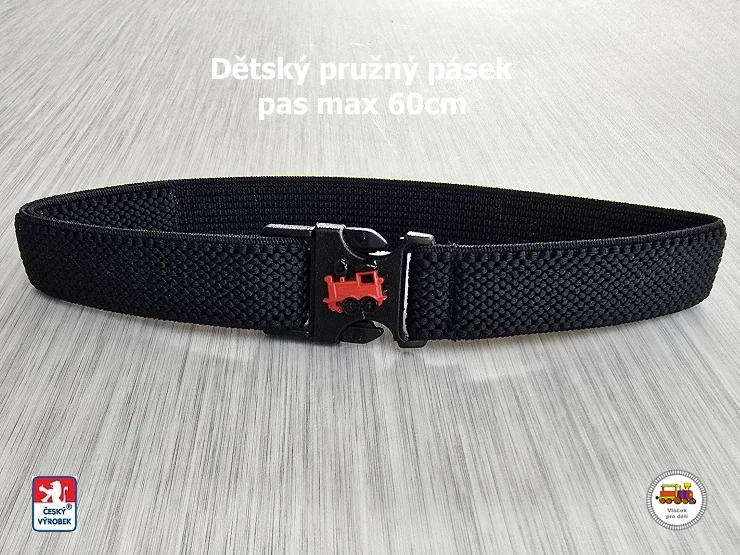 Dětský pásek se sponou /32/ pružný černý s mašinkou