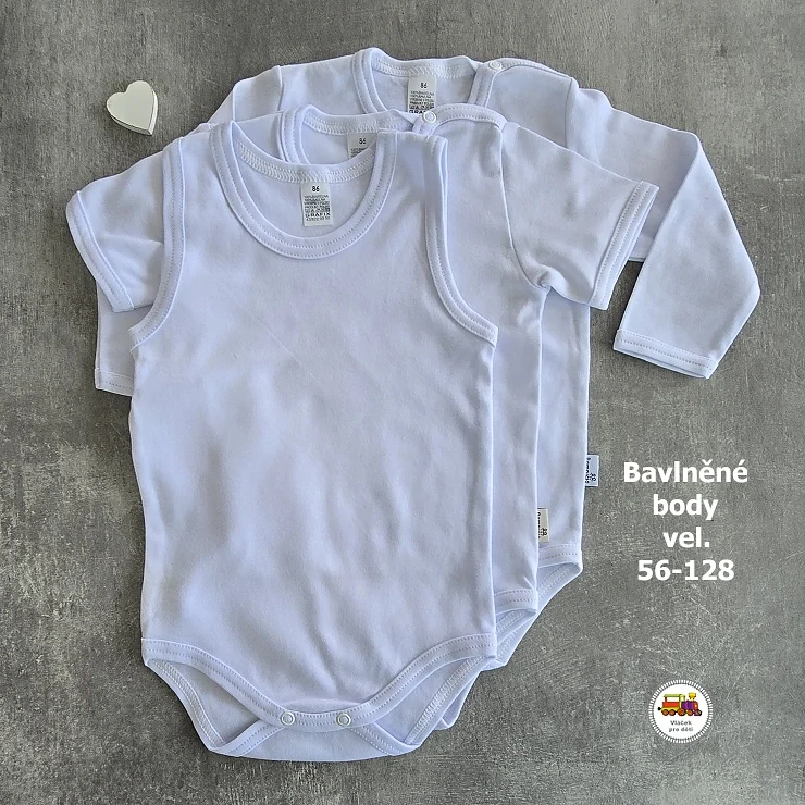 Kojenecké body bavlněné Grafix /639/ bílé krátký rukáv vel. 98