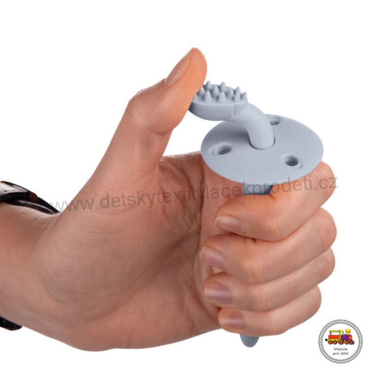 Silikonový zubní kartáček/kousátko se štítkem 51/500 modrý