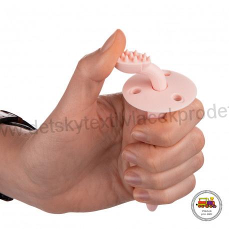 Silikonový zubní kartáček/kousátko se štítkem 51/500 růžový