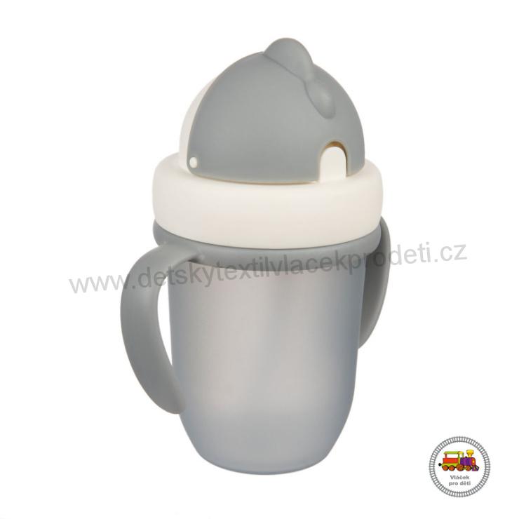 Hrníček se silikonovou slámkou 210ml MATT 56/522 šedý