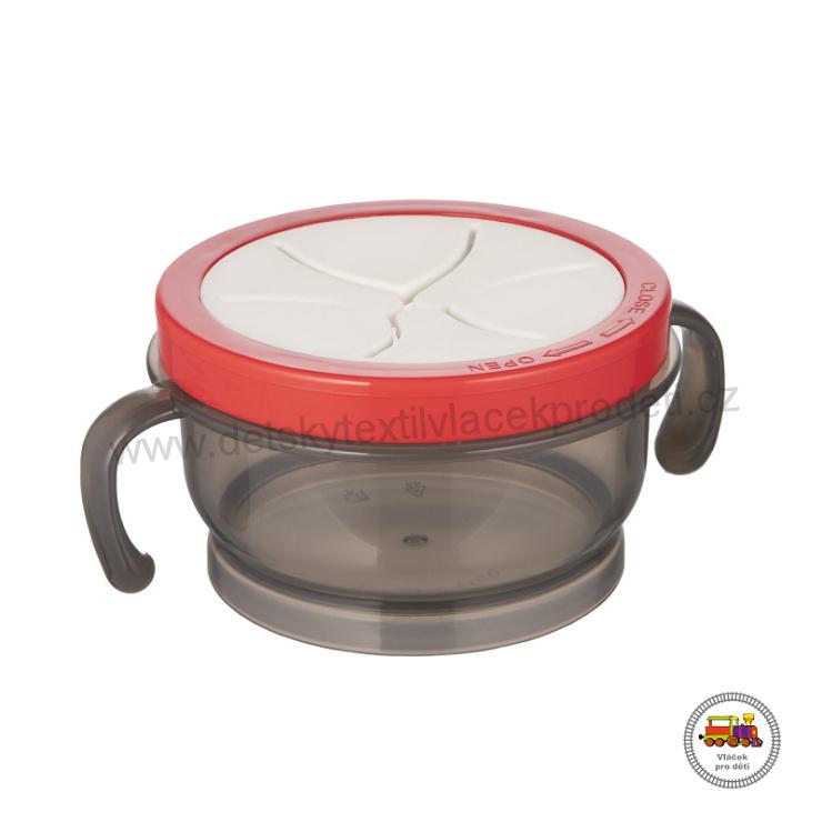 Miska s víčkem a silikonovým otvorem HELLO LITTLE 200ml 51/008 šedočervená