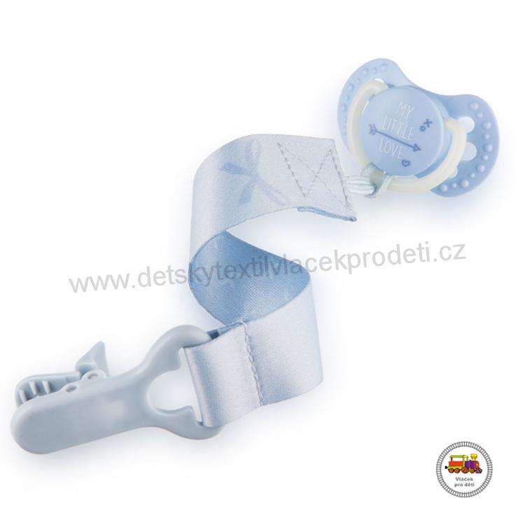 Stužka na dudlík s klipem LOVI BABY SHOWER modrá 51/020