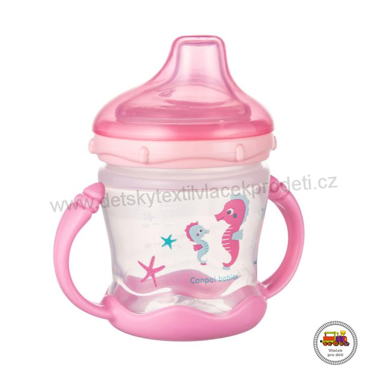 Nevylévací hrníček se silikonovým pítkem LOVE&SEA 57/300 180ml růžový
