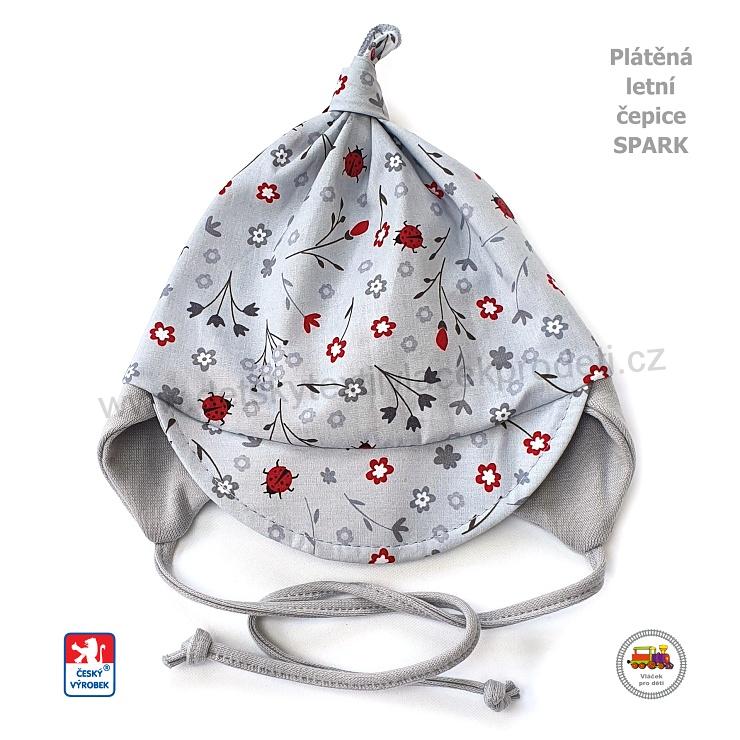 NOVINKA-Kojenecká letní čepice zavazovací Spark typ Uzlík vel.S, M, L