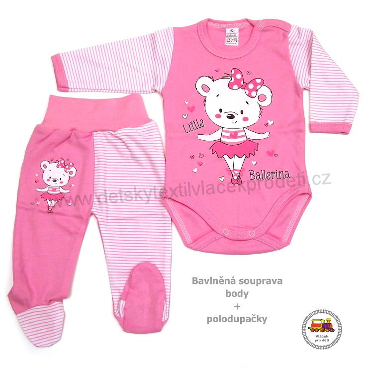 NOVINKA-Kojenecká bavlněná souprava body + polodupačky vel. 56, 62, 68, 74