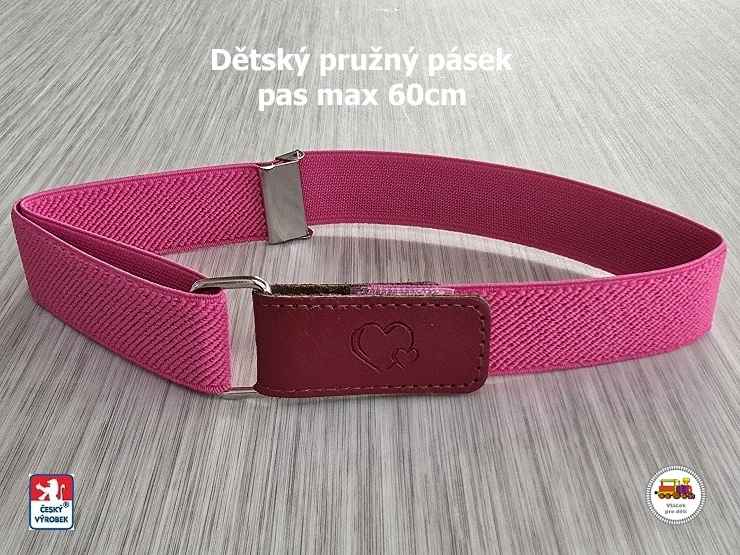 Dětský pásek /42/ Malinově růžový se srdíčky