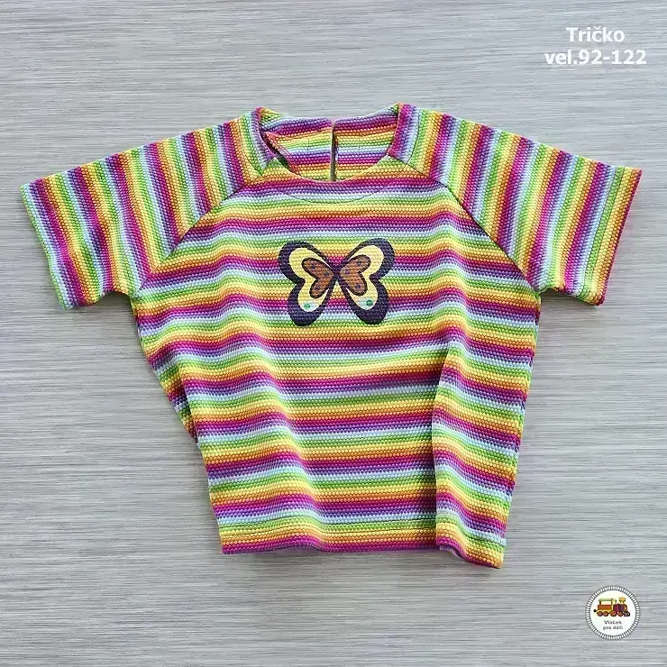 Dívčí tričko Proužky s motýlkem vel. 98