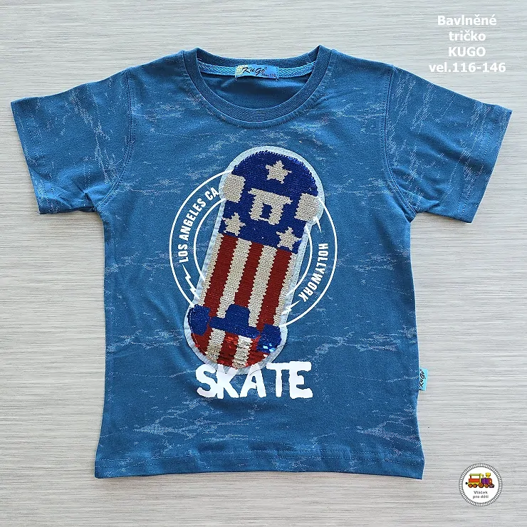 NOVINKA-Chlapecké tričko bavlněné Kugo ML-7164 SKATE vel.116, 122, 128, 134, 140, 146