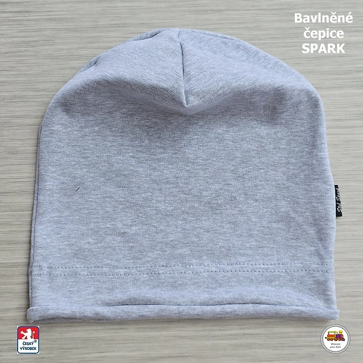 Bavlněná čepice Spark dlouhá /9.491/ šedá vel.XL (3-6 let)