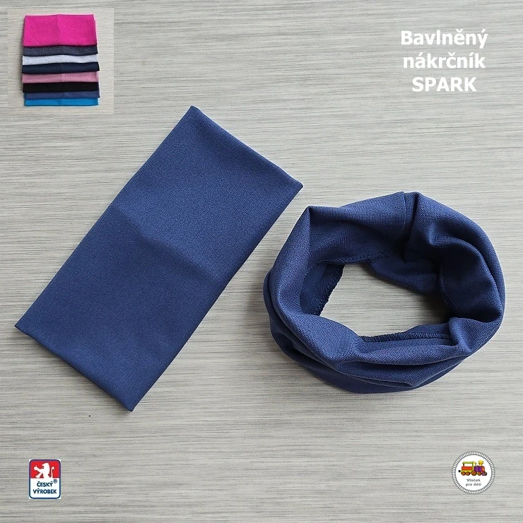 Bavlněná čepice Spark dlouhá /9.489/ šedomodrá vel.XL (3-6 let)