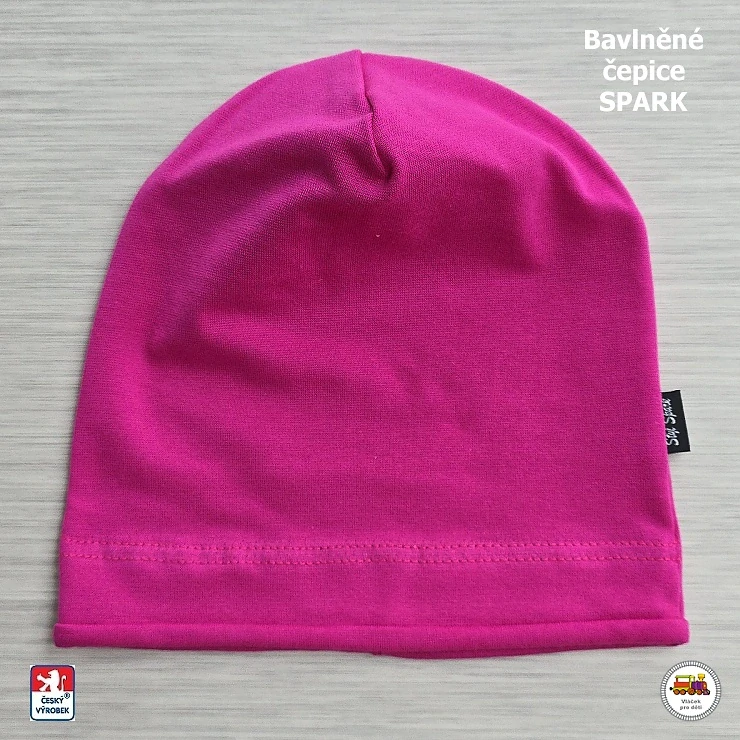 Bavlněná čepice Spark dlouhá /9.487/ tmavě růžová vel.XL (3-6 let)
