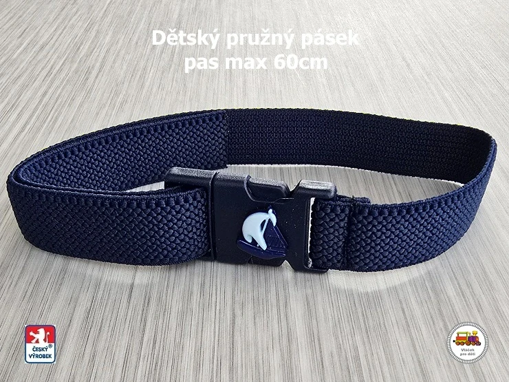 Dětský pásek se sponou /45/ pružný tmavě modrý s lodičkou