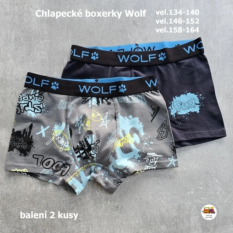 Chlapecké boxerky WOLF L2481+L2582 /v balení 2ks/ vel. 98-104, 110-116,122-128, 134-140, 146-152, 158-164