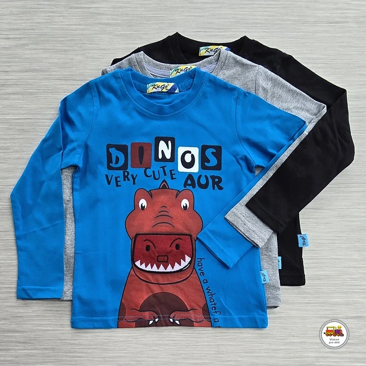 Bavlněné tričko Kugo M0232 DINOS černé vel.110
