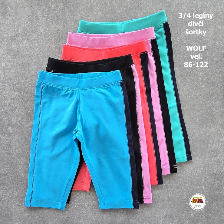 Šortky dívčí bavlněné 3/4 Wolf H2944 tyrkysové vel.116