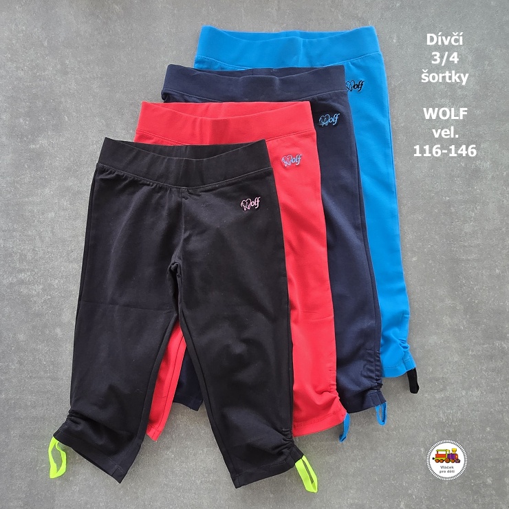 NOVINKA-MIX -Šortky dívčí bavlněné Wolf vel. 98-158