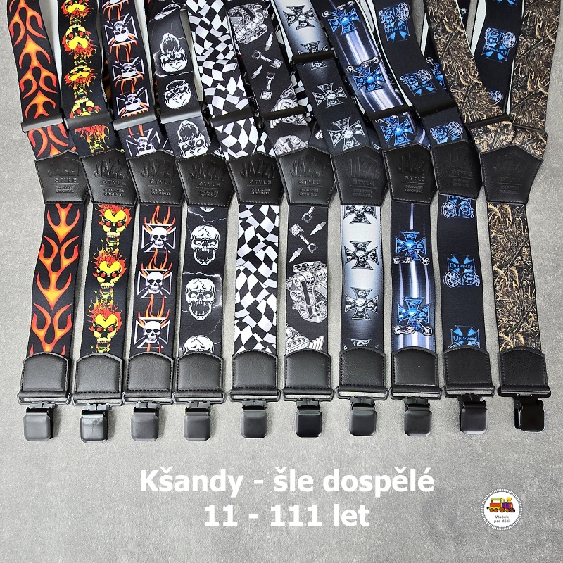 Dospělé kšandy, šle pro velké kluky a holky D47 široké Choppers na tmavě modré