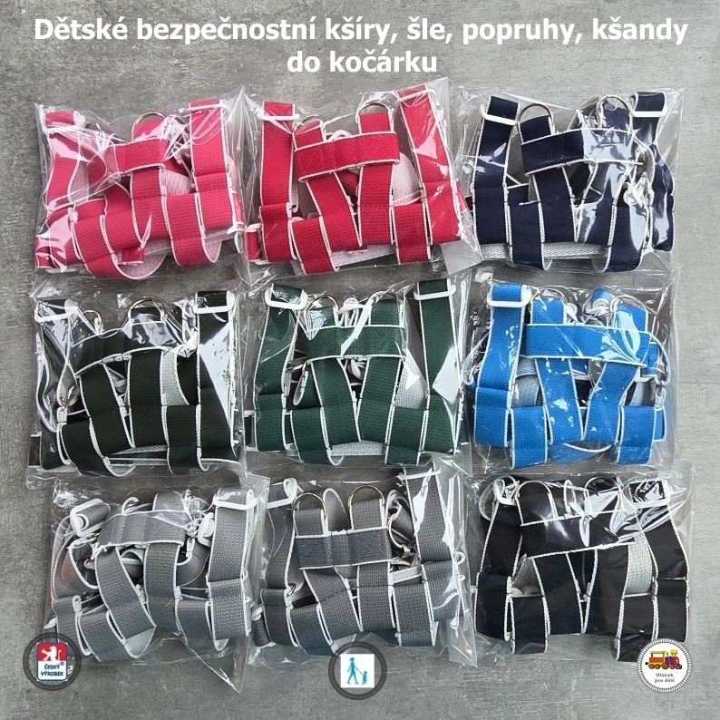Kšíry, šle, kšandy, bezpečnostní popruhy do kočárku Koka NEW zelené č.17