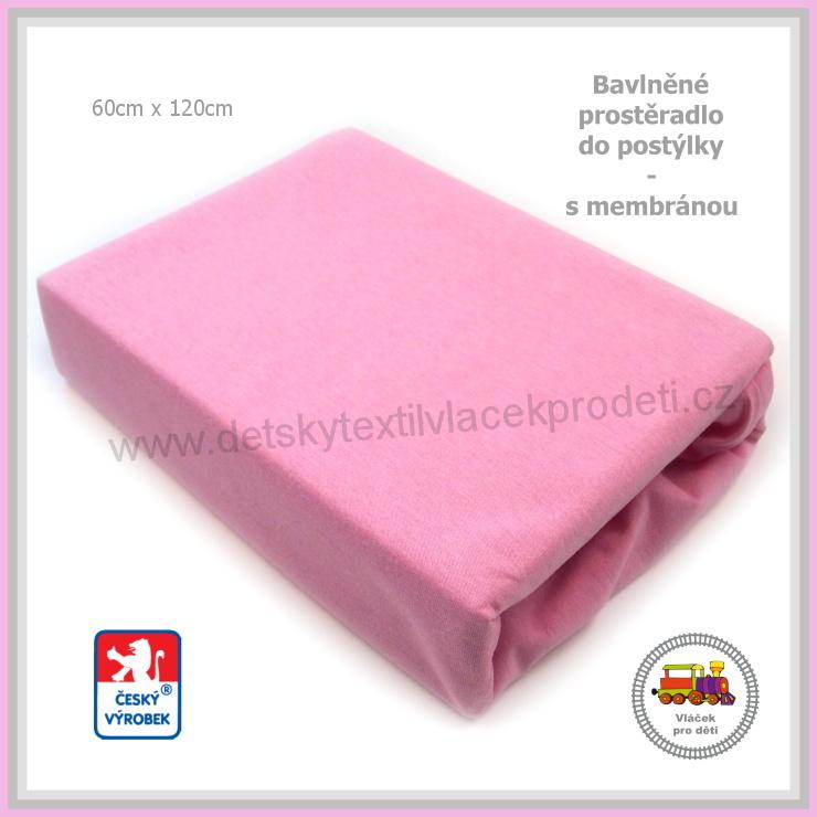 Bavlněné prostěradlo s membránou do postýlky Dekoratex /M11/barva světl. modrá 60x120cm